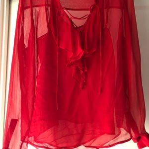 The Kooples red silk blouse